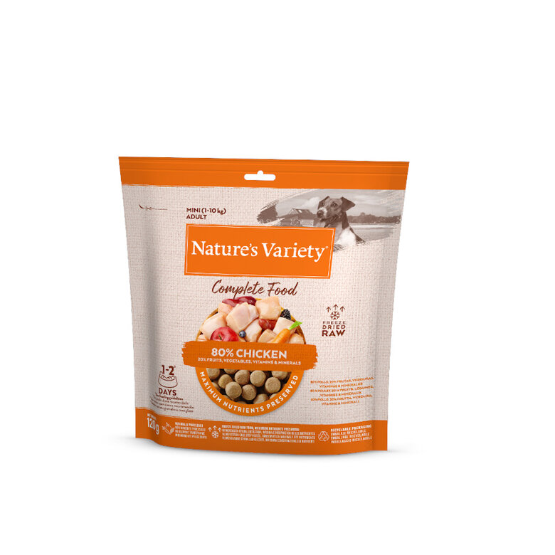 120 g Nature's Variety Complete Food Mini Frango Liofilizado ração para cães,  Imagem número 1 120 g Nature's Variety Complete Food Mini Frango Liofilizado ração para cães, , large Imagem número 1
