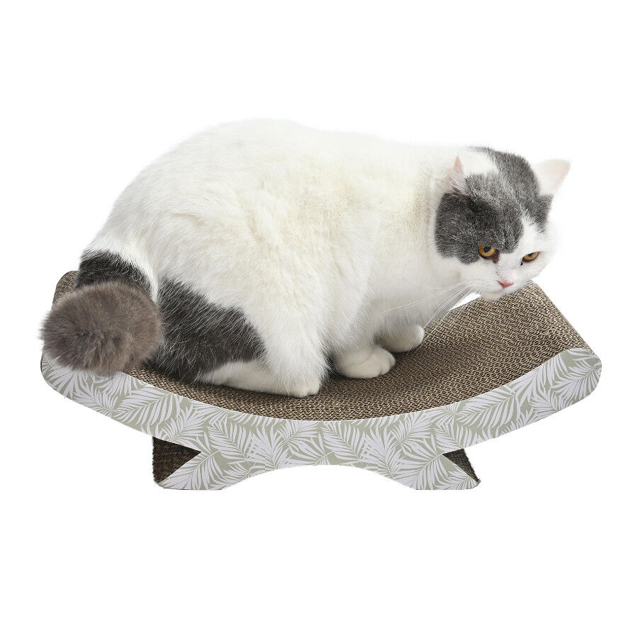 Leeby Remy Rocker arranhador de cart&atilde;o horizontal com padr&atilde;o de folhas para gatos, , large Imagem n&uacute;mero 7