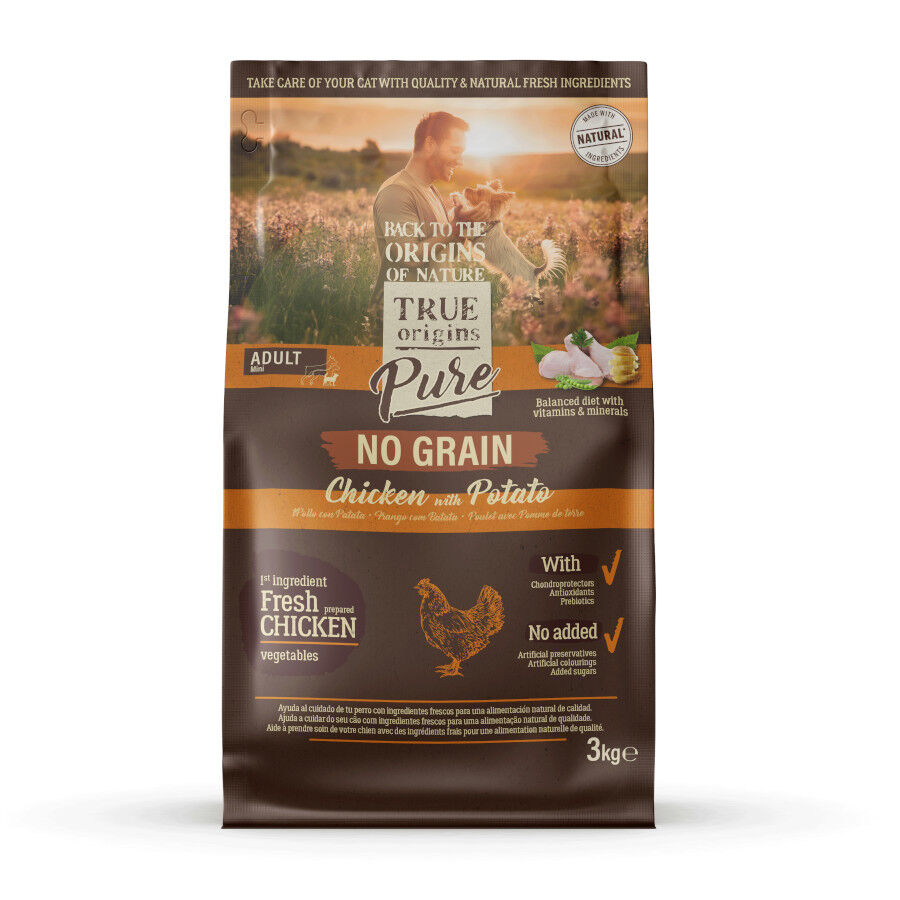 3 kg True Origins Pure Mini Adult Frango ra&ccedil;&atilde;o para c&atilde;es, , large Imagem n&uacute;mero 1