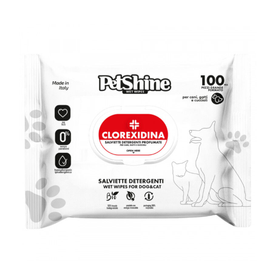 PetShine Toalhitas H&uacute;midas com Clorexidina para c&atilde;es e gatos, , large Imagem n&uacute;mero 1