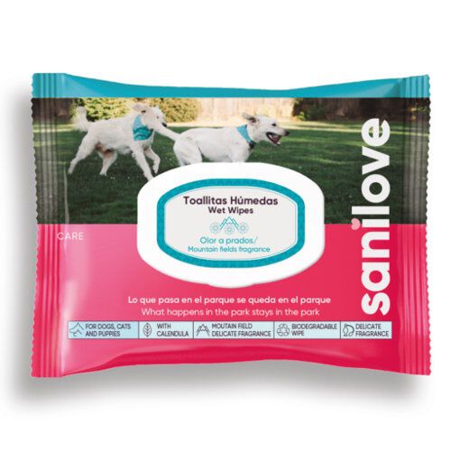 Sanilove toallitas para mascotas olor a prados Imagem n&uacute;mero 1