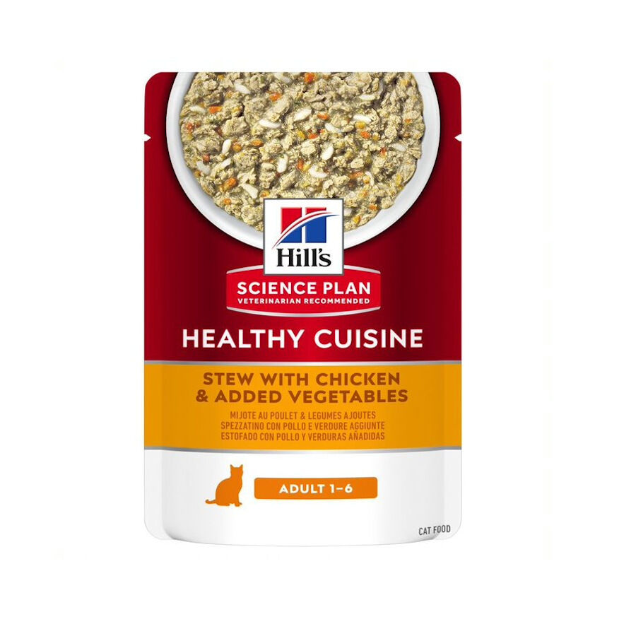 80 g &nbsp;Hill's Science Plan Adult Healthy Cuisine Guisado de Frango e Legumes saqueta para gatos, , large Imagem n&uacute;mero 1