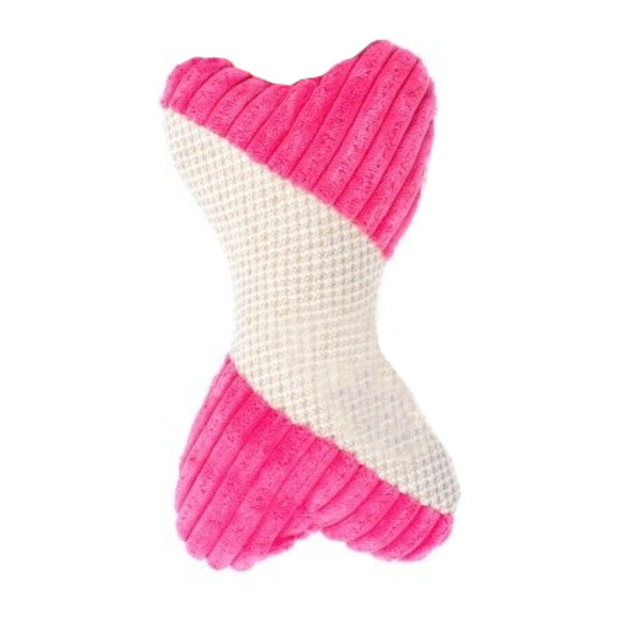 Play&Bite Premium Osso cor-de-rosa de peluche para c&atilde;es, , large Imagem n&uacute;mero 1