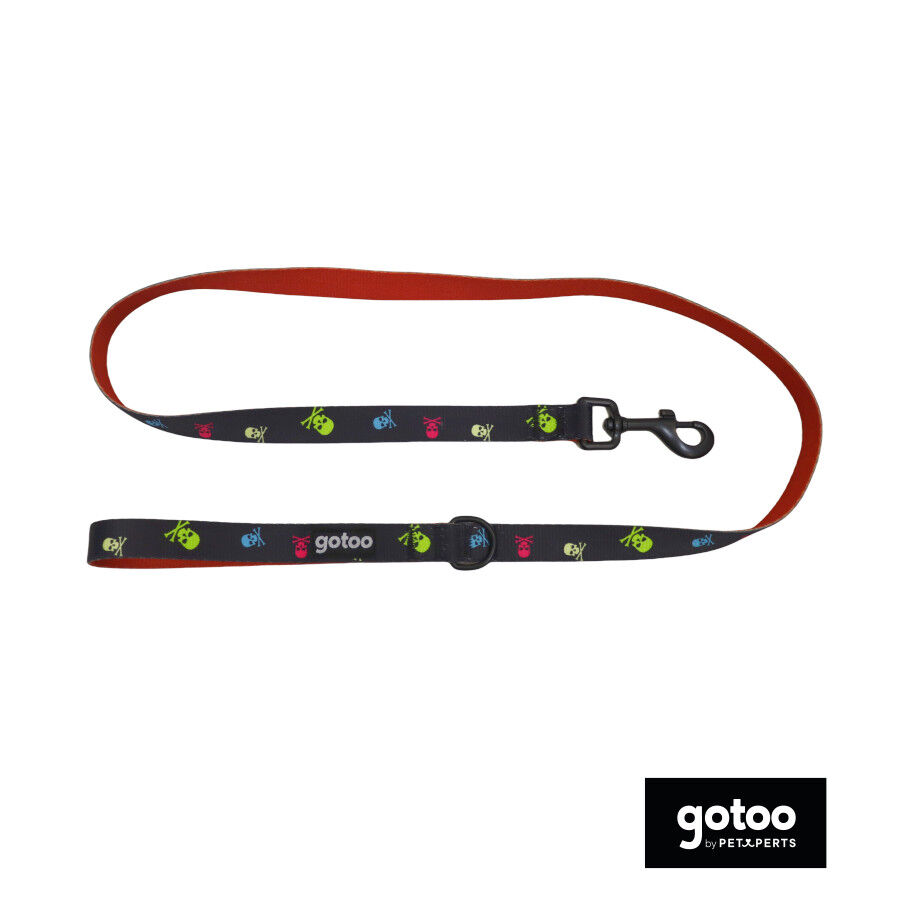 Gotoo Trela estampada caveira preta para c&atilde;es, , large Imagem n&uacute;mero 2