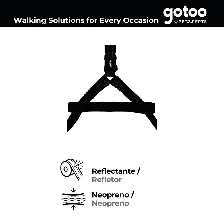Gotoo Peitoral preto de nylon refletor para cães,  Imagem número 3 Gotoo Peitoral preto de nylon refletor para cães, , large Imagem número 3
