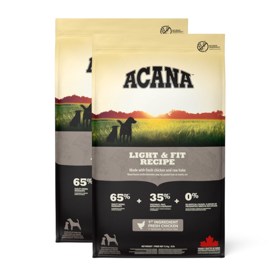 2 x 11.4 kg Acana Adult Light Y Fit Frango Ra&ccedil;&atilde;o para c&atilde;es Pack poupan&ccedil;a!, , large Imagem n&uacute;mero 1