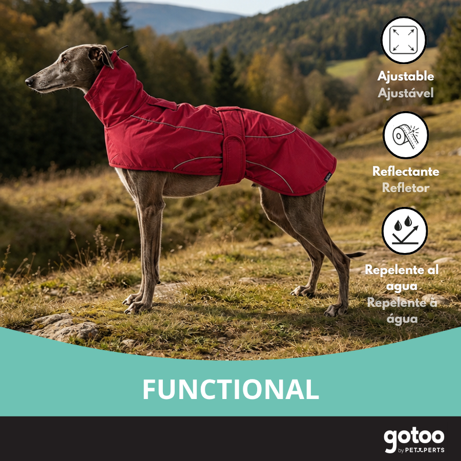 Gotoo Casaco Imperme&aacute;vel Vermelho para galgos, , large Imagem n&uacute;mero 6