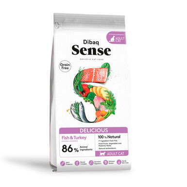 Dibaq Sense Delicius Alimento para peixes adultos sem grãos e peru para gatos