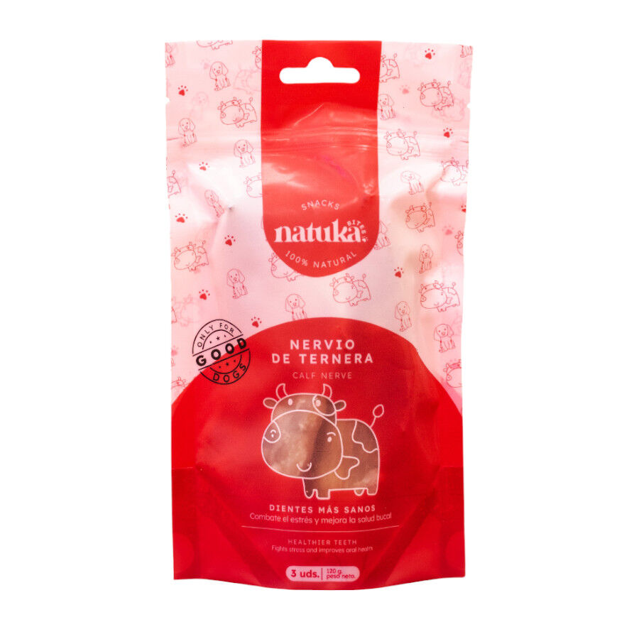 3 uds. x 120 g Natuka Vitela Nervo para c&atilde;es, , large Imagem n&uacute;mero 1