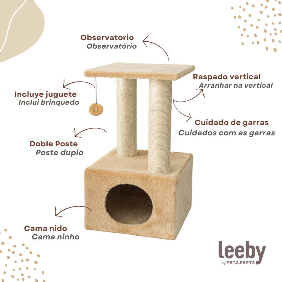 Leeby Colette Scratch arranhador com cama nido e brinquedo bege para gatos, , large Imagem n&uacute;mero 3