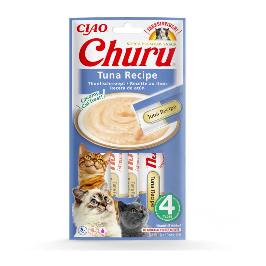 4 saquetas x 14 g Churu Snack Cremoso de Atum para gatos, , large Imagem n&uacute;mero 1