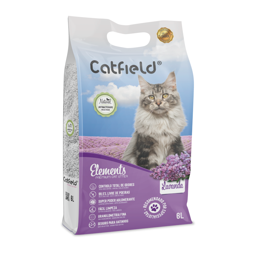 6 L Catfield Elements Areia Aglomerante Natural Lavanda para Gatos, , large Imagem n&uacute;mero 1