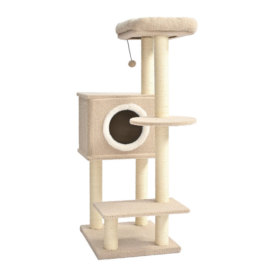 Leeby Boucle Collection &aacute;rvore arranhadora com cama nido e brinquedo para gatos, , large Imagem n&uacute;mero 1