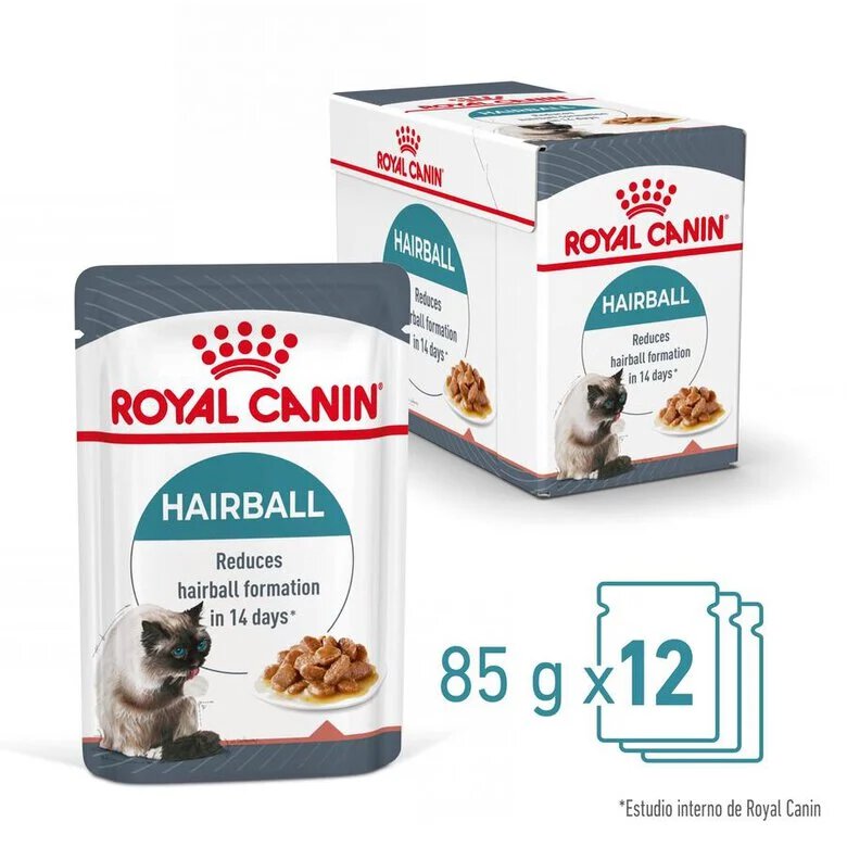 85 g Royal Canin Hairball alimento húmido em molho saquetas para gatos,  Imagem número 7 85 g Royal Canin Hairball alimento húmido em molho saquetas para gatos, , large Imagem número 7