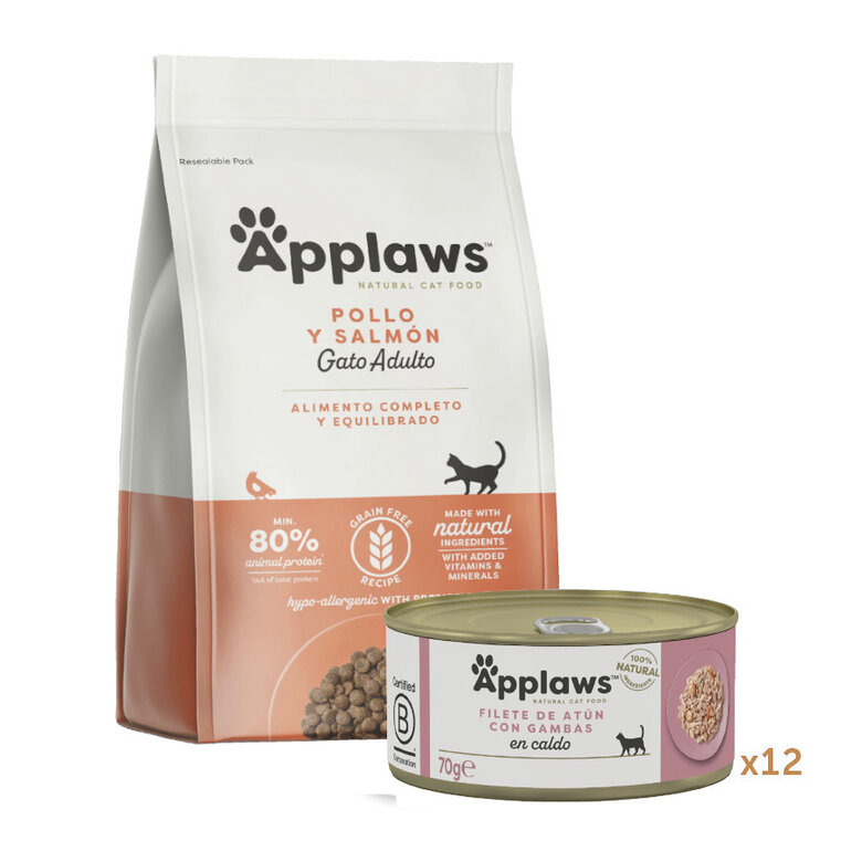 7.5 kg + 12 latas x 70 g Pack comida gato Grain Free Applaws,  Imagem número 1 7.5 kg + 12 latas x 70 g Pack comida gato Grain Free Applaws, , large Imagem número 1