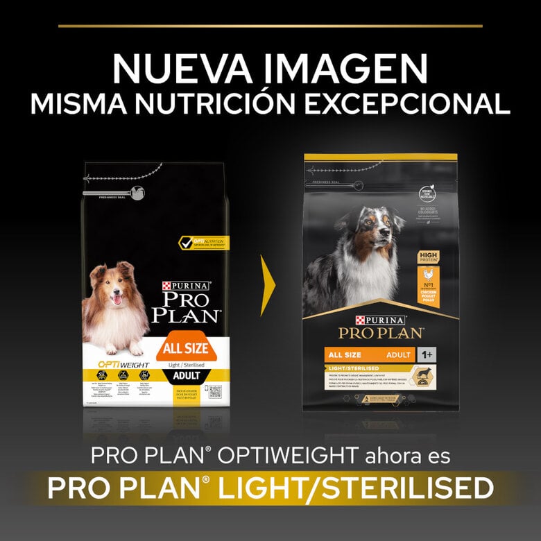 16.5 kg (14 + 2.5 kg grátis!) Pro Plan Adult Light/Sterilised Frango ração para cães,  Imagem número 2 16.5 kg (14 + 2.5 kg grátis!) Pro Plan Adult Light/Sterilised Frango ração para cães, , large Imagem número 2