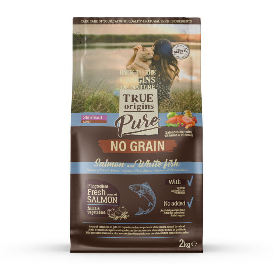 2 kg True Origins Pure Adult Sterilised Salm&atilde;o Grain Free ra&ccedil;&atilde;o para gatos, , large Imagem n&uacute;mero 1