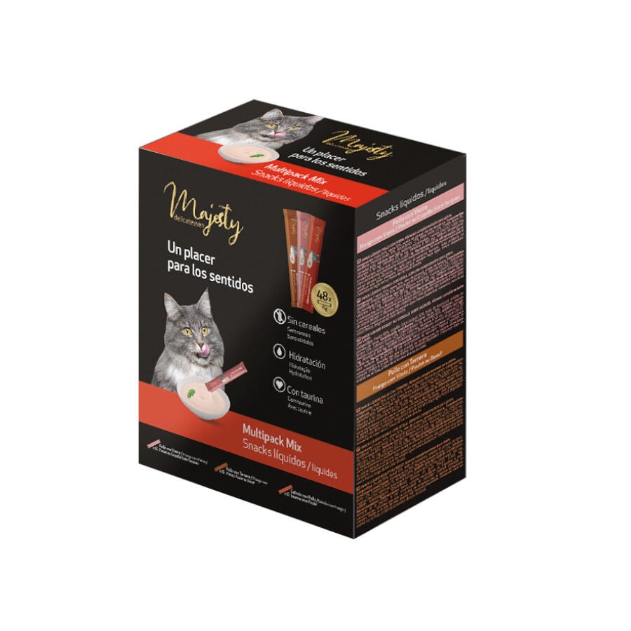 48 saquetas x 15 g Majesty Snack l&iacute;quido Mix para gatos, , large Imagem n&uacute;mero 1