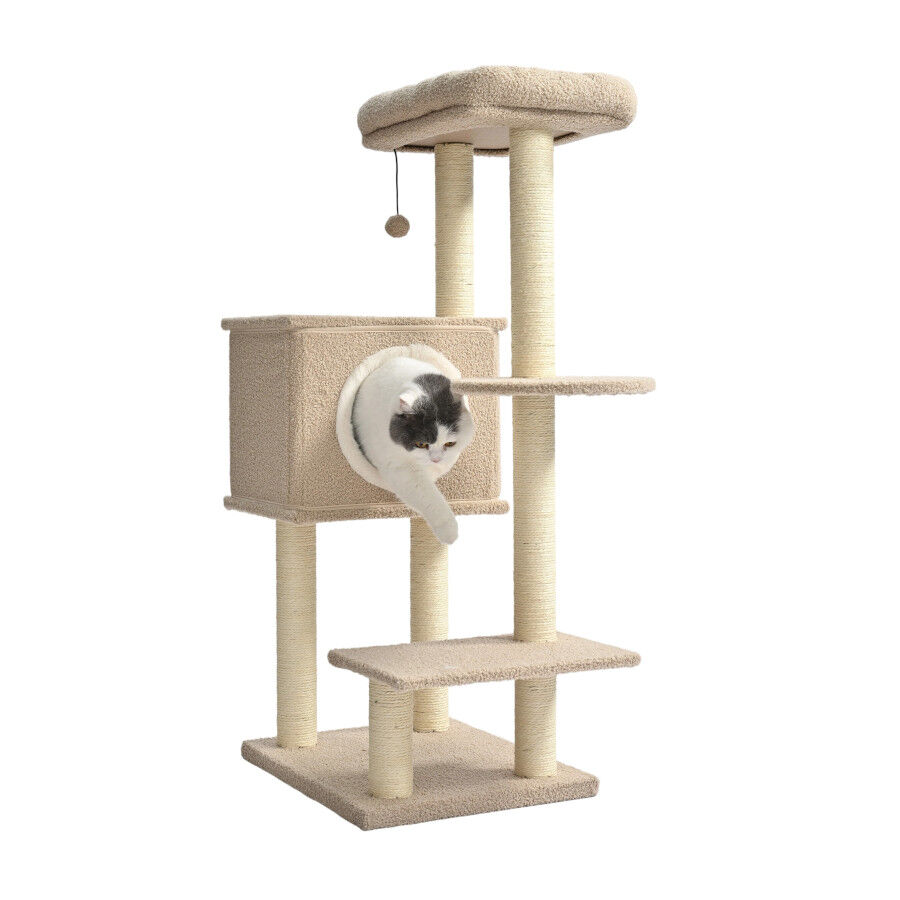 Leeby Boucle Collection &aacute;rvore arranhadora com cama nido e brinquedo para gatos, , large Imagem n&uacute;mero 9