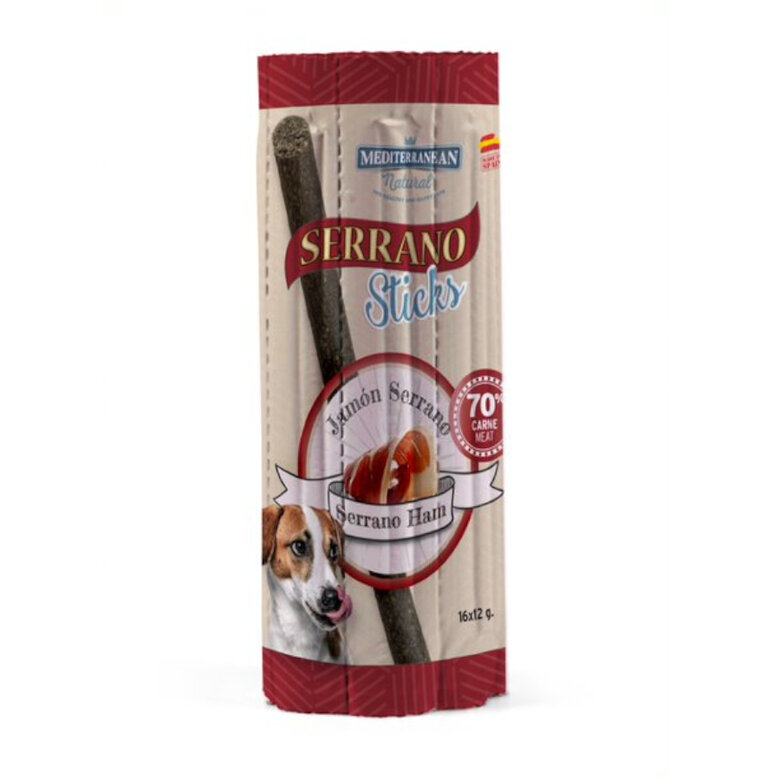 16 sticks Mediterranean Natural Serrano Barrinhas de Presunto Serrano para cães,  Imagem número 1 16 sticks Mediterranean Natural Serrano Barrinhas de Presunto Serrano para cães, , large Imagem número 1