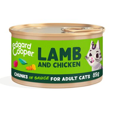 Edgard & Cooper Adult Pedaços de Borrego e Frango com molho em lata para gatos
