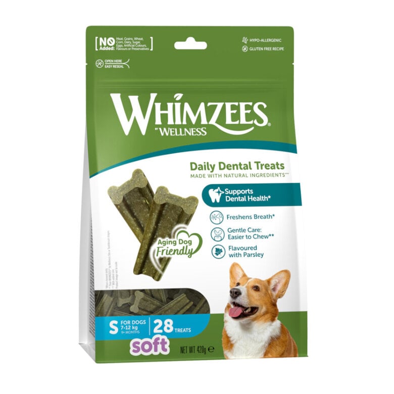28 sticks Whimzees Soft Value Bags XS Dental Snacks para cães Pack poupança!,  Imagem número 1 28 sticks Whimzees Soft Value Bags XS Dental Snacks para cães Pack poupança!, , large Imagem número 1