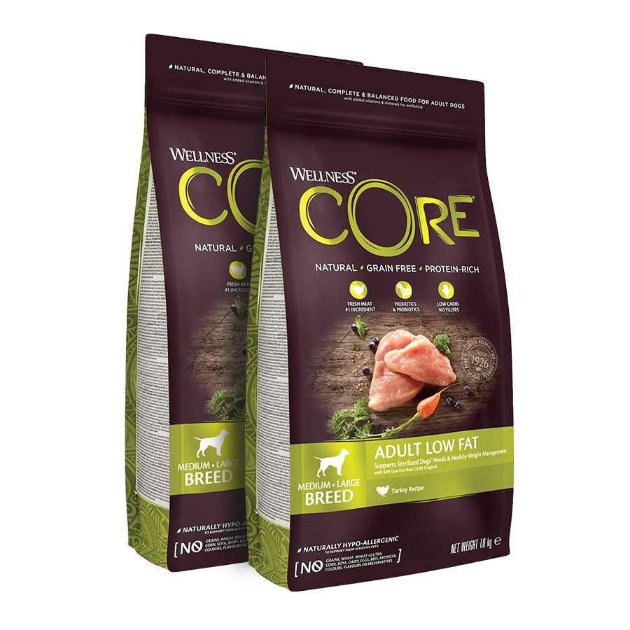 2 x 10 kg Wellness Core Adult Medium/Large Healthy Peru ra&ccedil;&atilde;o para c&atilde;es  Pack poupan&ccedil;a!, , large Imagem n&uacute;mero 1