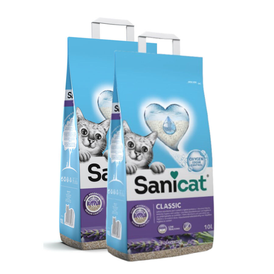 2 x 16 L Sanicat Classic Areia Absorvente Alfazema Pack poupan&ccedil;a!, , large Imagem n&uacute;mero 1