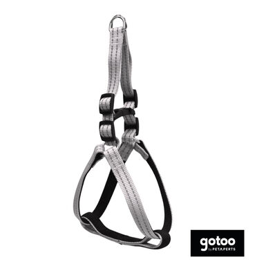 Gotoo Peitoral nylon cinza reflexivo para cães