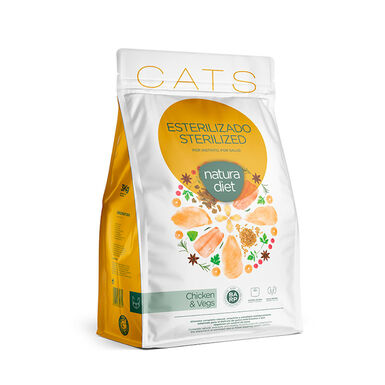 Natura Diet Esterilizado Frango e Legumes ração para gatos