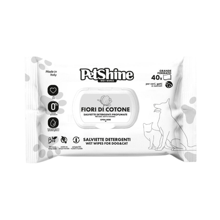 Petshine Toalhitas h&uacute;midas Flor de algod&atilde;o para c&atilde;es e gatos, , large Imagem n&uacute;mero 1