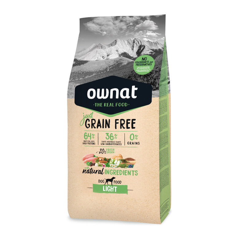 Ownat Just Grain Free Adulto Light ração para cães,  Imagem número 1 Ownat Just Grain Free Adulto Light ração para cães, , large Imagem número 1