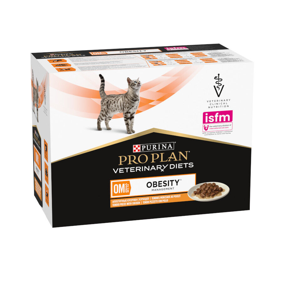10 uds. x 85 g Purina Pro Plan Veterinary Diets Obesity Alimento h&uacute;mido de frango em saqueta para gatos , , large Imagem n&uacute;mero 1