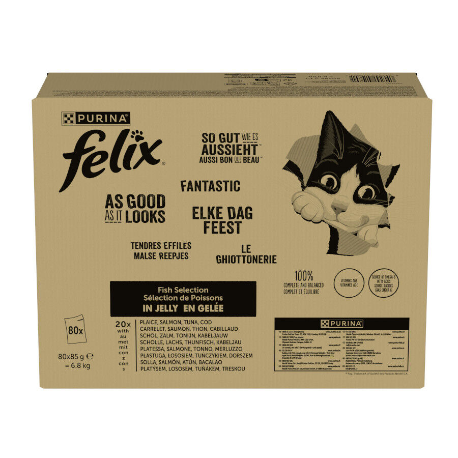 80 saquetas x 85 g Felix Fantastic Banquete do Mar saqueta em gelatina para gatos, , large Imagem n&uacute;mero 2
