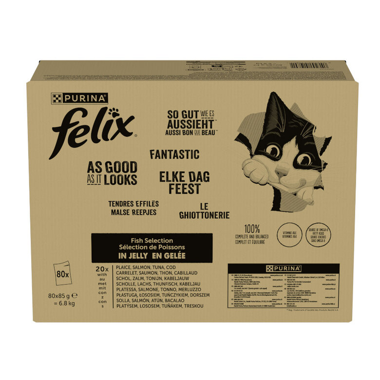 80 saquetas x 85 g Felix Fantastic Banquete do Mar saqueta em gelatina para gatos,  Imagem número 2 80 saquetas x 85 g Felix Fantastic Banquete do Mar saqueta em gelatina para gatos, , large Imagem número 2