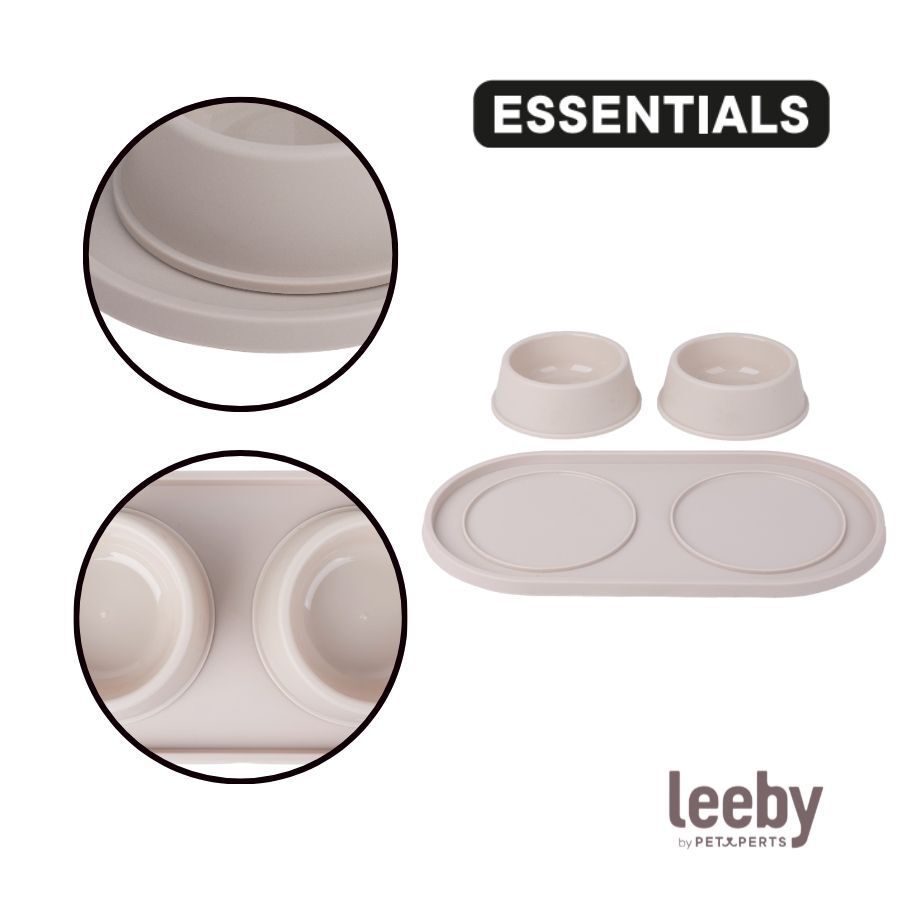 Leeby Comedouro Duplo de Pl&aacute;stico para c&atilde;es e gatos, , large Imagem n&uacute;mero 3