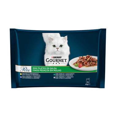 Gourmet Perle Filetes de Carne com Legumes em molho saquetas para gatos