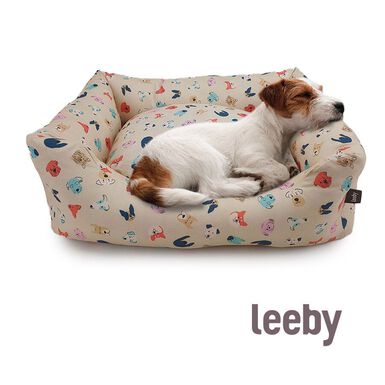 Leeby Alcofa com Capa Amovível Beige com Banda Desenhada para cães