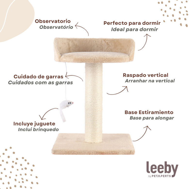 Leeby Tigrou arranhador com cama e brinquedo bege para gatos,  Imagem número 4 Leeby Tigrou arranhador com cama e brinquedo bege para gatos, , large Imagem número 4