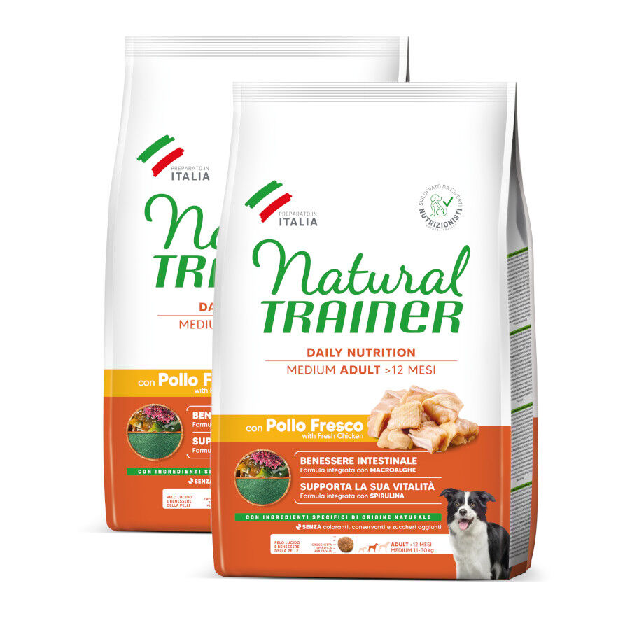 2 x 12 kg Natural Trainer Adult Medium Frango ra&ccedil;&atilde;o para c&atilde;es Pack poupan&ccedil;a!, , large Imagem n&uacute;mero 1