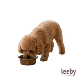 Leeby Comedouro em A&ccedil;o Inoxid&aacute;vel Estampado com Pegadas para c&atilde;es