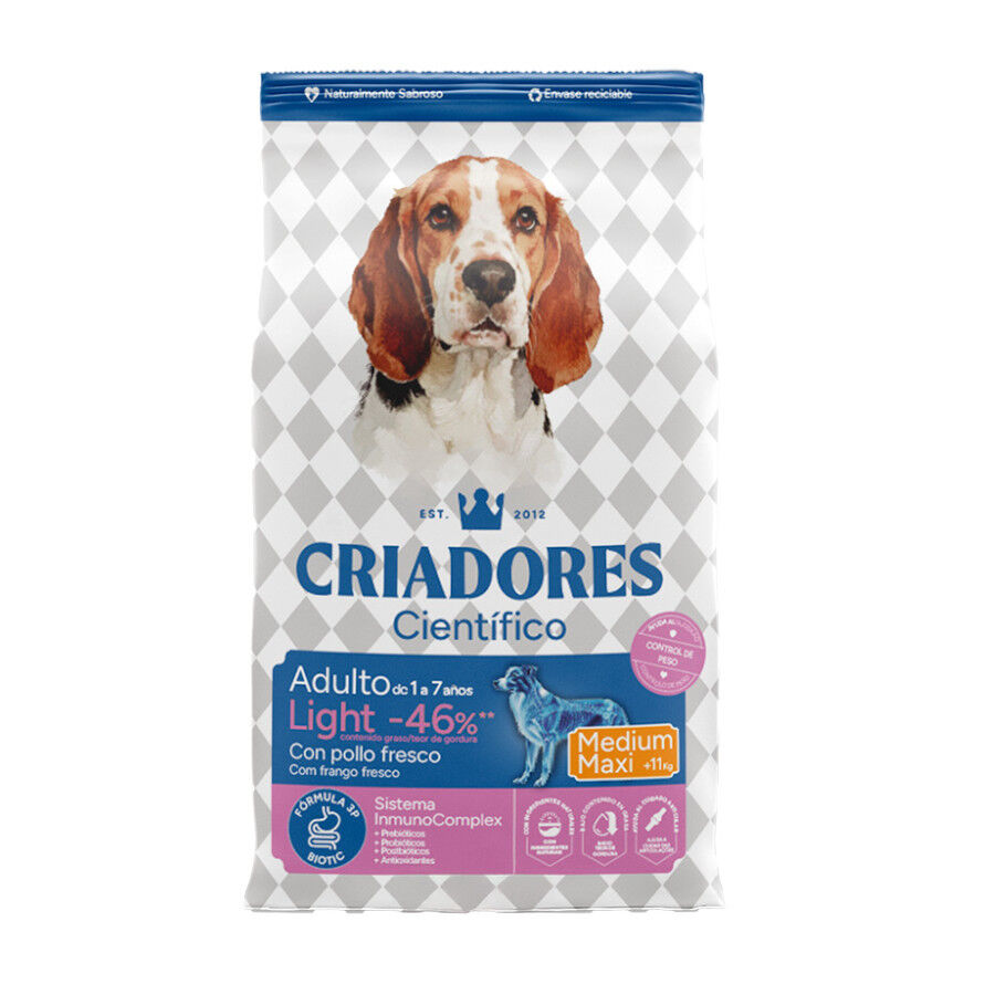 Criadores Cient&iacute;fico Light -46% de gordura Adulto Medium-Maxi Ra&ccedil;&atilde;o de frango para c&atilde;es, , large Imagem n&uacute;mero 1