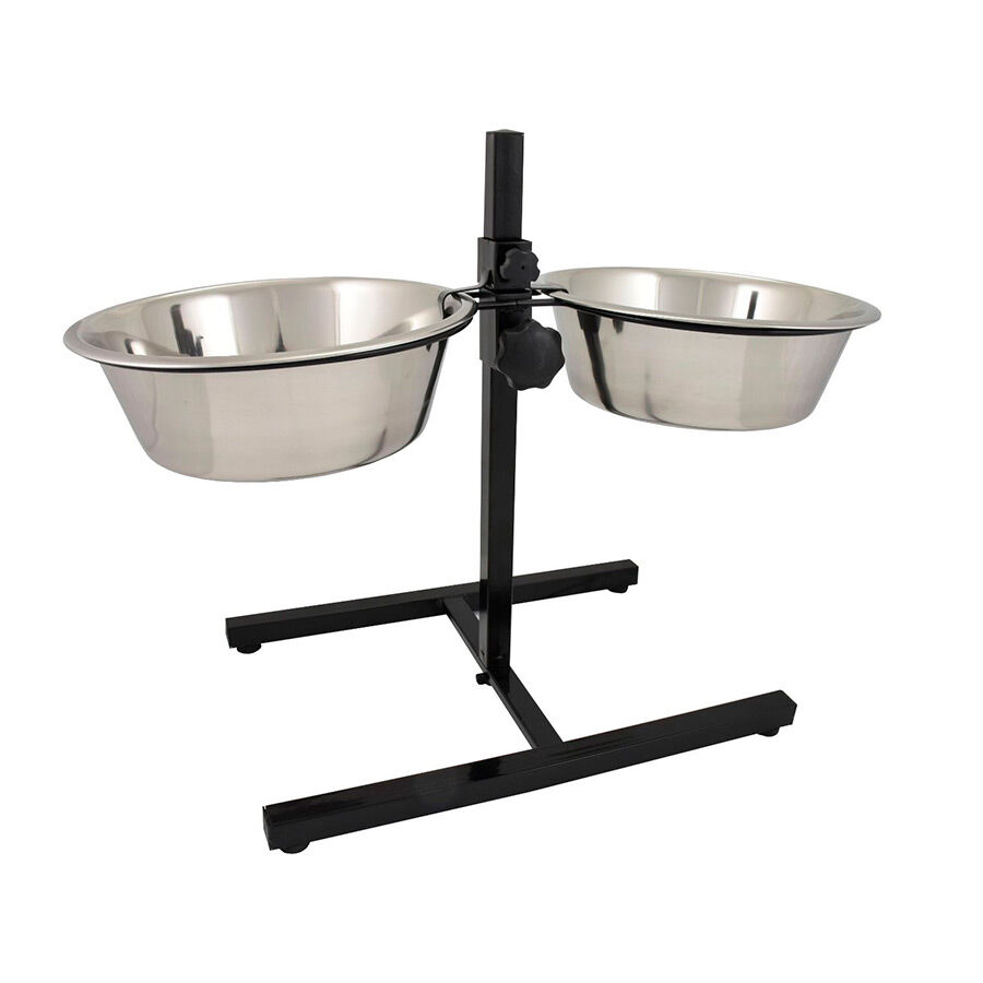 Outech Comedouro duplo ajust&aacute;vel de a&ccedil;o inoxid&aacute;vel para c&atilde;es, , large Imagem n&uacute;mero 1