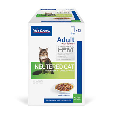 Virbac Adult HPM Neutered Salmão Saqueta em Molho para gatos – Pack