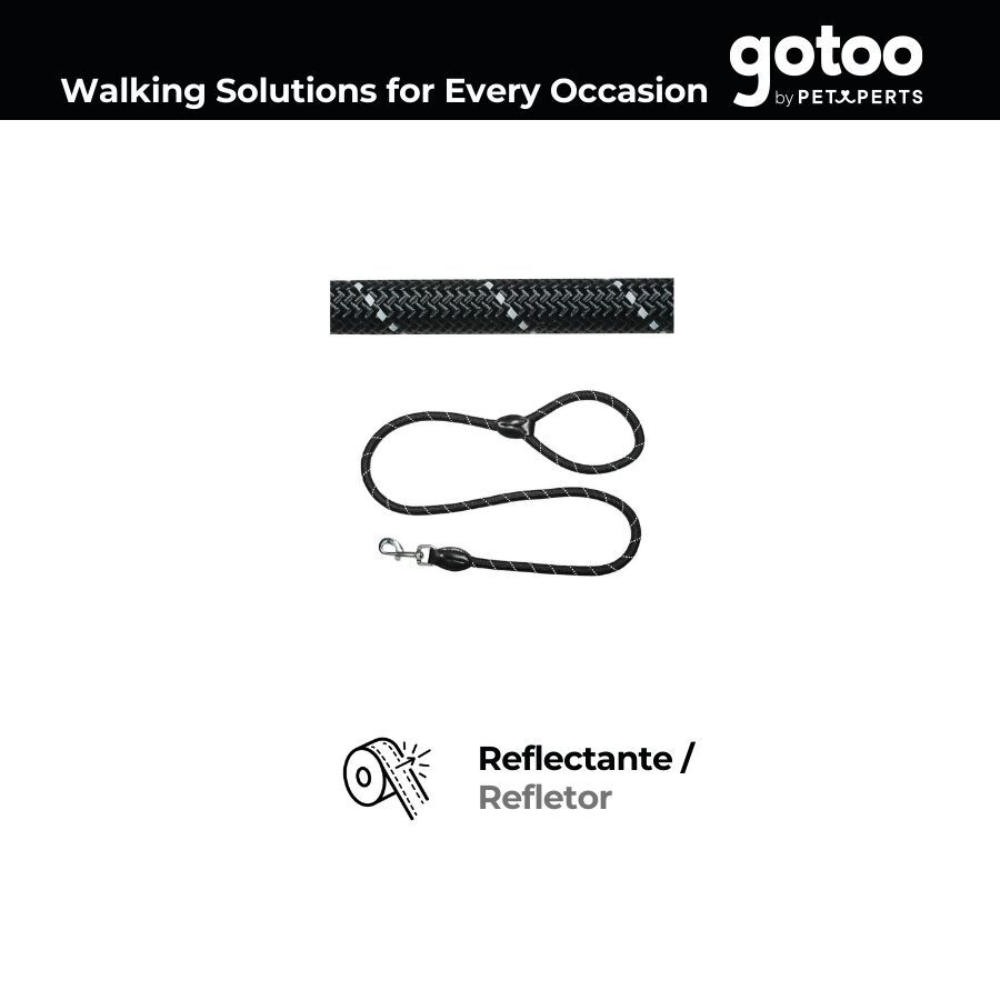Gotoo trela de corda refletora preta para c&atilde;es, , large Imagem n&uacute;mero 3
