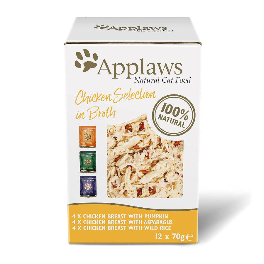 12 saquetas x 70 g Applaws Selection Caldo de Frango saqueta para gatos - Multipack, , large Imagem n&uacute;mero 1