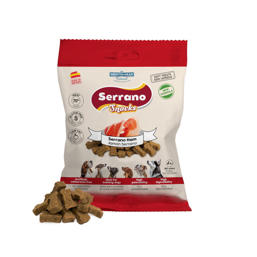 85 g Mediterranean Natural Biscoitos Serrano Snacks de Fiambre para c&atilde;es, , large Imagem n&uacute;mero 1