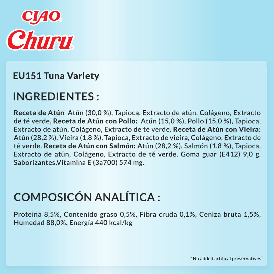 50 saquetas x 14 g Churu Snack Cremoso Variedades de Atum para gatos, , large Imagem n&uacute;mero 8