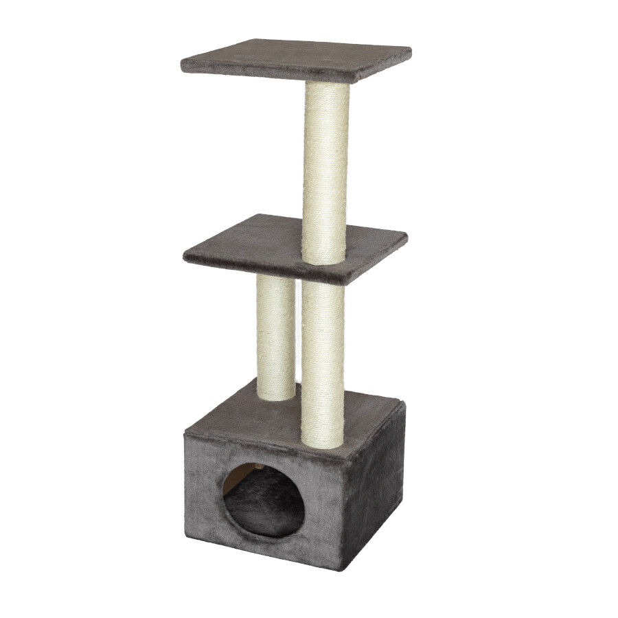 Leeby Colette DoubPost torre arranhadora com cama nido cinzenta para gatos, , large Imagem n&uacute;mero 1
