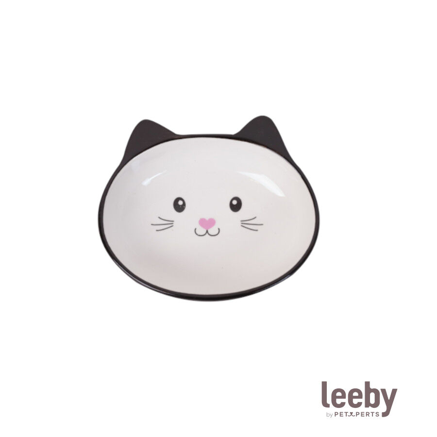 Leeby Comedouro de Cer&acirc;mica Branco e Preto com Orelhinhas para gatos, , large Imagem n&uacute;mero 2